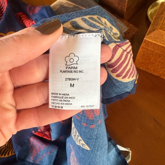 Farm Rio Anthropologie viscose Slip Midi Skirt Hearts Leaves - Picture 12 of 16